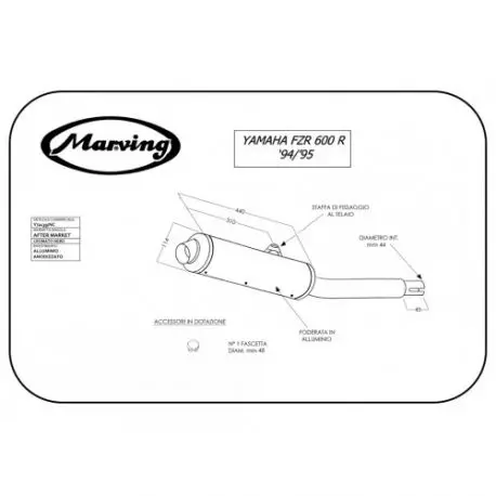 Echappement MARVING YAMAHA FZR600R 1994-1996 Marque