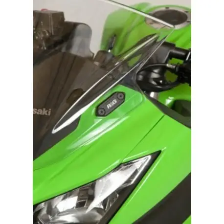 Caches orifice rétroviseur R&G RACING noir KAWASAKI NINJA 300 / ZX-6R 636 / NINJA 250SL / ZX250R NINJA Réduction