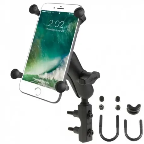 Vente Directe Pack complet RAM MOUNTS X-Grip bras medium fixation en U sur guidon ou réservoir de frein/embrayage moto smartphones L/XL