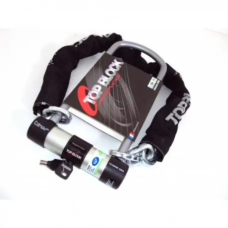 Antivol moto TOP BLOCK NEXUS 146/320C homologué classe SRA avec chaine Meilleur Choix