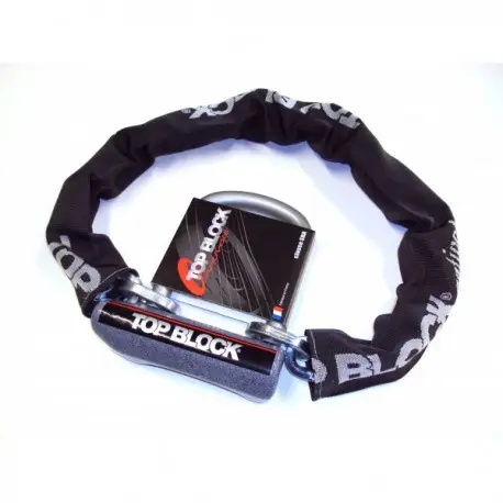 Antivol moto TOP BLOCK SILVER 120C homologué classe SRA avec chaine Quantité Limitée