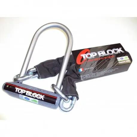 Haute Qualité Antivol moto TOP BLOCK SILVER 210L homologué classe SRA avec chaine