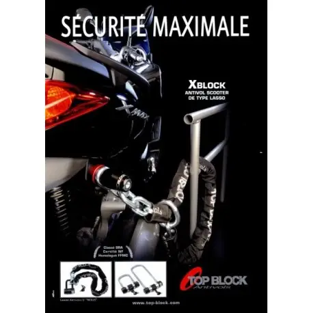Antivol TOP BLOCK X-Block YAMAHA X-MAX 125 2006-2009 homologué Classé SRA Affaire À Saisir