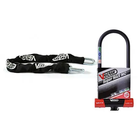 Offre Limitée Kit antivol moto homologué VECTOR chaine + antivol U SUPER MAX MC XXXL