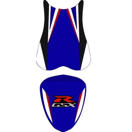 housse de selle bagster SUZUKI GSXR750 2007 BLEU/BLANC/NOIR/LETTRES ROUGES ET BLANCHES Petit Prix