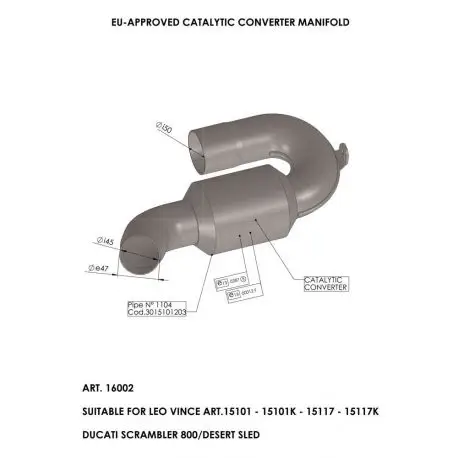 Catalyseur moto LEOVINCE DUCATI 800 SCRAMBLER 2015-2016 Expédition Rapide