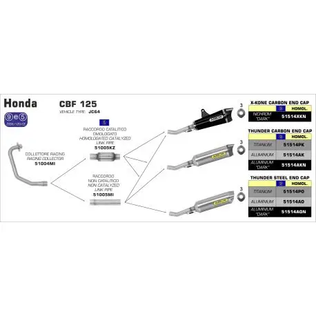 Collecteur d'Echappement ARROW racing HONDA CBF 125 2009-2014 CB125F 2015-2016 Livraison Gratuite