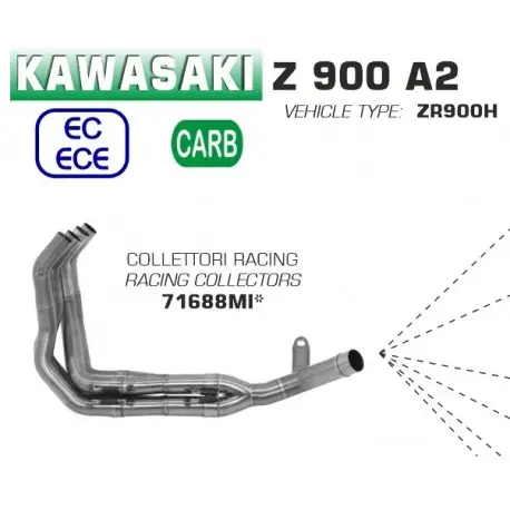 Collecteur d'Echappement racing ARROW KAWASAKI Z900E Z900 A2 2017-2024 Satisfait Ou Remboursé