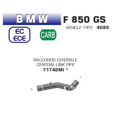 Authentique Raccord d'Echappement central ARROW BMW F 850 GS 2018-2020