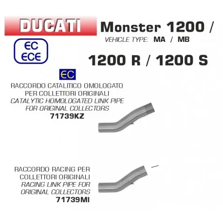 Offre Limitée Raccord d'Echappement ARROW DUCATI 1200 S 1200 R MONSTER