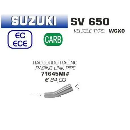 Raccord d'Echappement ARROW SUZUKI SV 650 2016-2024 Prix Bas
