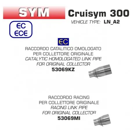 Raccord échappement ARROW SYM 300 CRUISYM 2017-2020 Solde