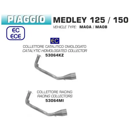 Collecteur d'Echappement ARROW VESPA 125 MEDLEY 150 MEDLEY 2016-2019 Expédition Rapide