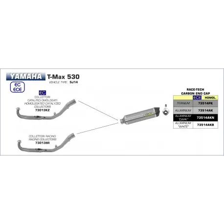 Collecteur pot d'Echappement ARROW YAMAHA T-MAX 530 2017-2019 T-MAX 560 2020-2024 Certifié