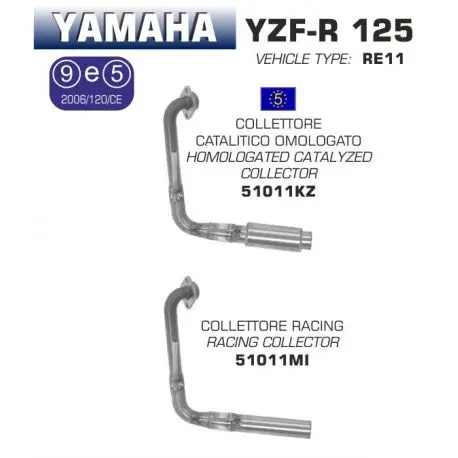 Retour Gratuit Collecteur d'Echappement ARROW YAMAHA YZF-R 125 2014-2016