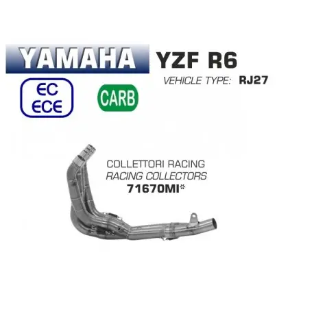 Collecteur pot d'Echappement racing ARROW YAMAHA YZF R6 2017-2024 Offre Limitée