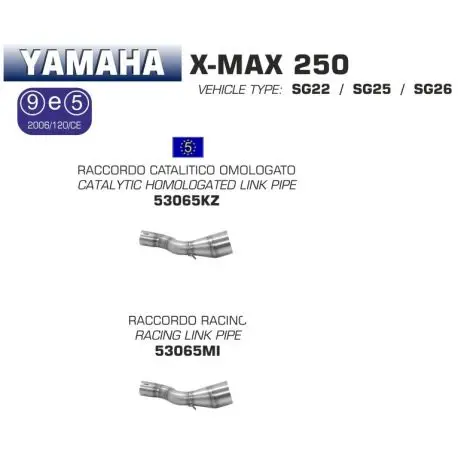 Raccord d'Echappement ARROW YAMAHA 250 X-MAX 2009-2016 Vente Flash
