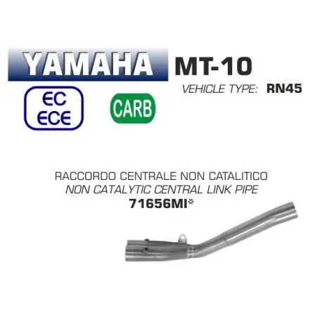 Raccord d'Echappement décatalysé ARROW YAMAHA MT 10 2016-2021 Remise