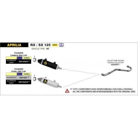 Collecteur d'Echappement racing ARROW APRILIA RX 125 SX 125 2021-2024 Promotion