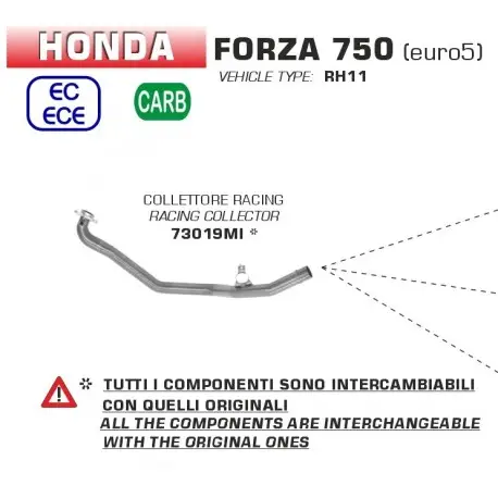 Collecteur racing pot d'Echappement ARROW HONDA 750 FORZA 2021-2024 Nouveauté