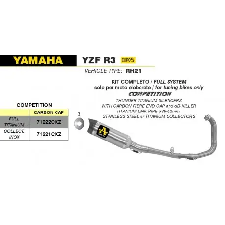 ligne d'Echappement ARROW COMPETITION YAMAHA YZF-R3 2021-2024 Nouveauté