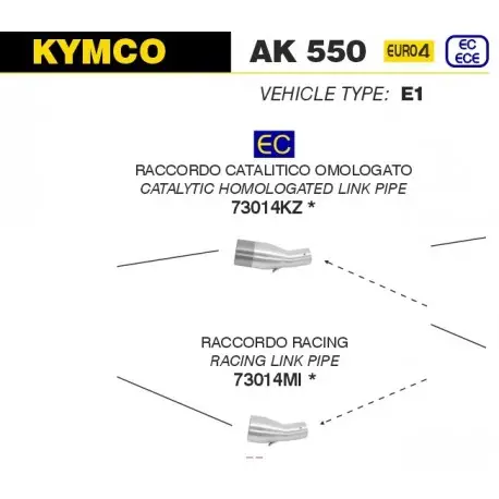 Raccord arrow pour collecteur ARROW URBAN KYMCO AK 550 2017-2020 Commander Vite