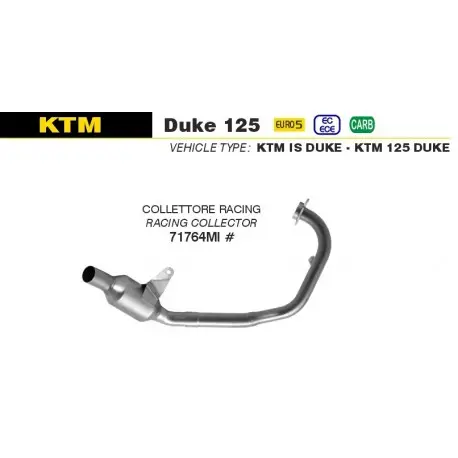 collecteur racing avec raccord central racing d'Echappement ARROW KTM 125 DUKE 2021-2023 Acheter Direct