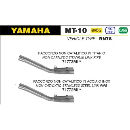 Décatalyseur d'échappement ARROW YAMAHA MT-10 2022-2024 Réduction