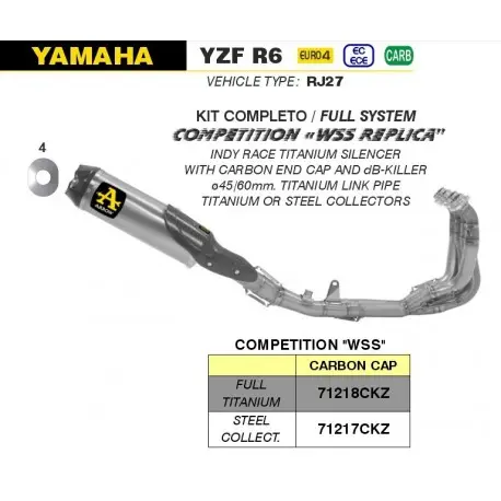 Jusqu’à Épuisement Des Stocks Ligne complète d'Echappement ARROW compétition WSS YAMAHA YZF R6 2017-2021