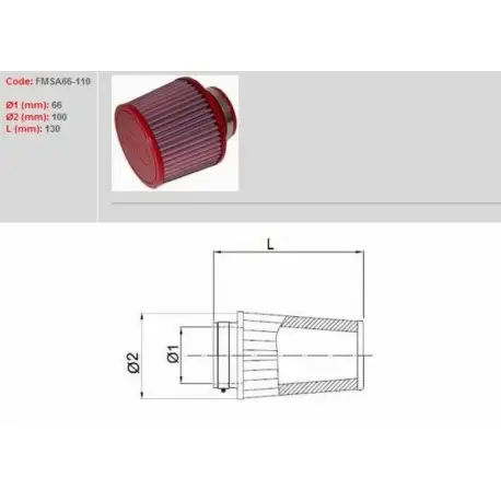 Offre Spéciale Filtre à air BMC conique Ø66mm - FMSA66-110