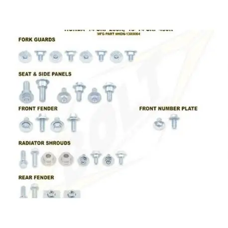 Prix Choc Kit vis complet de plastiques BOLT Honda CR125R CR250R CRF450R