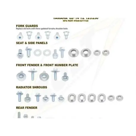 Kit vis pour plastiques YAMAHA YZ250F WR250F YZ450F WR450F Solde