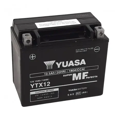 Batterie moto YUASA sans entretien activé d&rsquo;usine YTX12 FA Super Prix