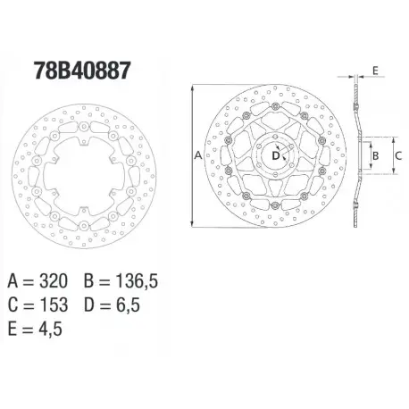 Disque de frein BREMBO Série Oro Flottant 78B40887 Acheter Direct