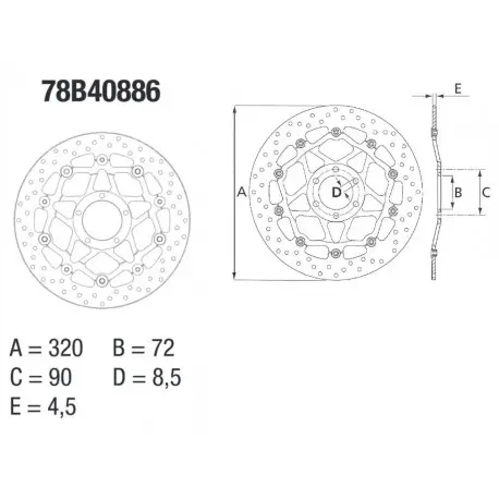 Disque de frein BREMBO Série Oro Flottant - 78B40886 Offre Limitée