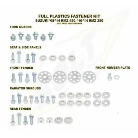 Petit Prix Kit vis complet de plastiques BOLT SUZUKI RMZ 250 2010-2018 RMZ 450 2008-2017
