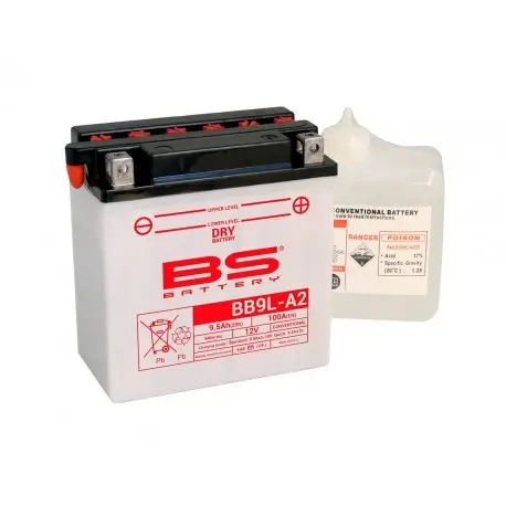 Batterie moto BS BATTERY Haute-performance 12 Volts YB9L-A2 Prix Bas
