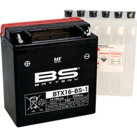 Promotion Saisonnière Batterie moto BS BATTERY Haute-performance 12 Volts Sans entretien YTX16-BS-1 BTX16-BS-1