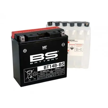 Batterie moto BS BATTERY Haute-performance 12 Volts YT14B-BS BT14B Commander Maintenant