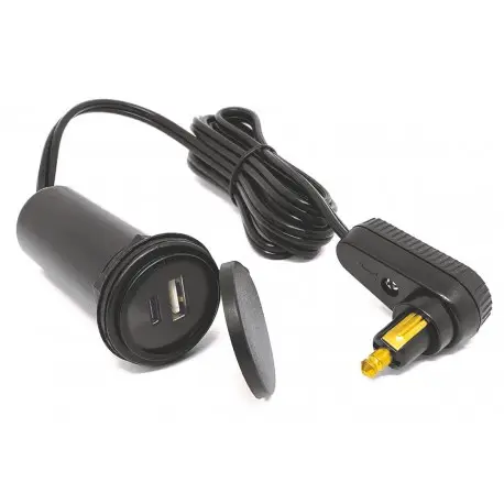 Câble de charge pour sacoche de réservoir avec fiche d&rsquo;angle DIN et prise USB A & C Populaire