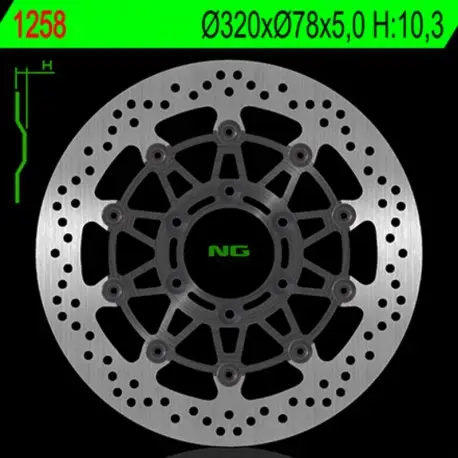Certifié Disque de frein NG BRAKES flottant 1258