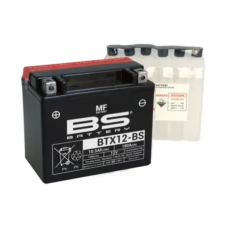 Solde Batterie moto BS BATTERY Haute-performance 12 Volts YTX12-BS BTX12