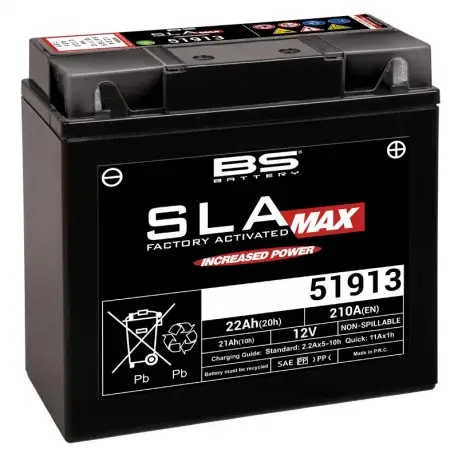 Produit De Marque Batterie moto BS BATTERY 51913 SLA Max sans entretien activée usine SPECIAL BMW 21Ah