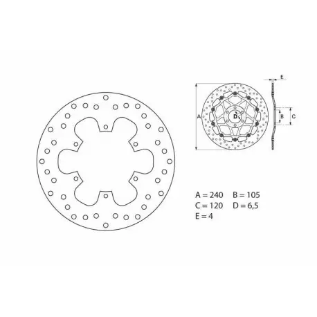Dernière Chance Disque de frein BREMBO Oro rond fixe