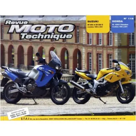 Retour Gratuit REVUE MOTO TECHNIQUE HONDA XL1000 VARADERO 1999-2001 et SUZUKI SV650 1999-2001
