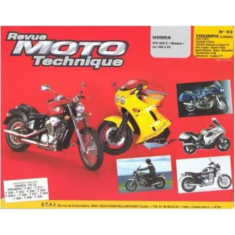 Bon Marché REVUE MOTO TECHNIQUE HONDA VT600 SHADOW 1988-1994 et TRIUMPH 750/900