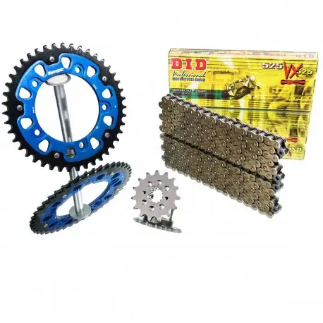 Prix Réduit Kit Chaine moto DID stealth bleu HUSQVARNA 125 TC/TE/TX 150 TE 250 FC/TC/TE 300 TE