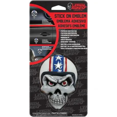 Emblème décoratif LETHAL THREAT RETRO BIKER SKULL Authentique