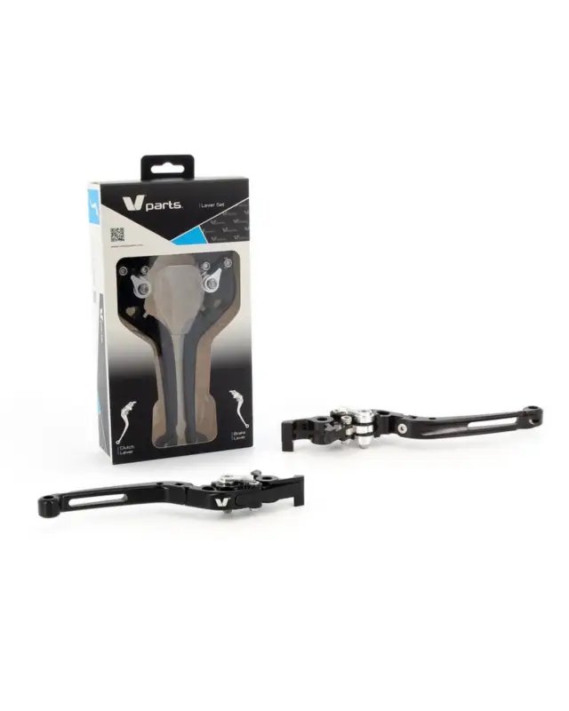Livraison Express Kit Levier Embrayage et Frein Motov parts Leviers V-PARTS repliables 177mm taillé masse noir/visserie alu avec adaptateurs par paire Yamaha