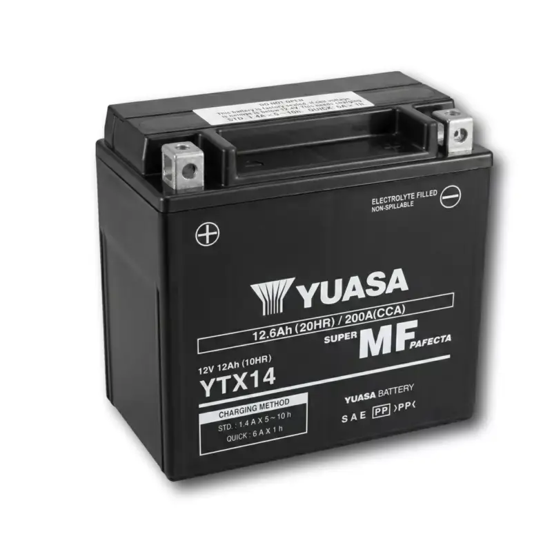 Batterie Yuasa YTX14 SLA AGM – Sans Entretien – Prête à l’emploi. Certifié